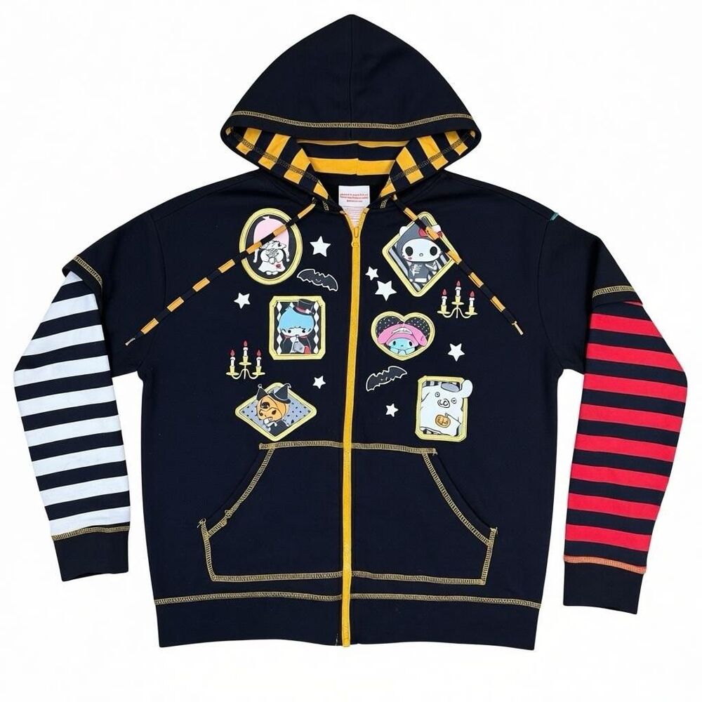 Hello Kitty And Friends Halloween Stripe Twofer Girls Hoodie Size Small FLAW